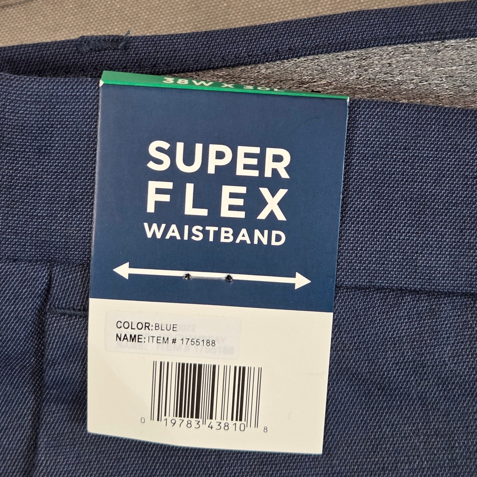 Haggar 365 Flex Dress Pants 38x30 Blue Straight Fit Super Flex Waistband NWT