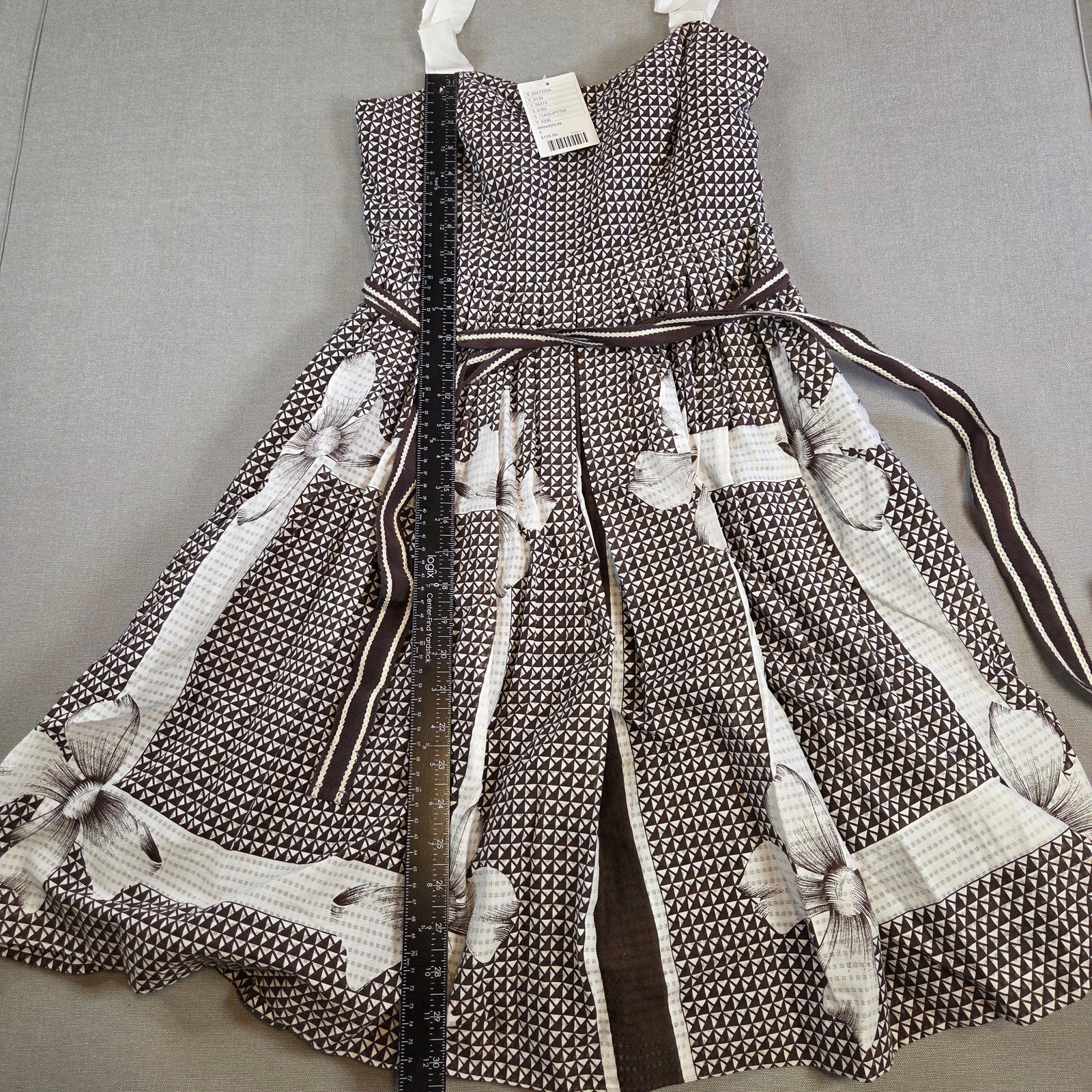 Anthropologie Edme & Esyllte Brown Geometric Cotton Dress Size 4 NWT