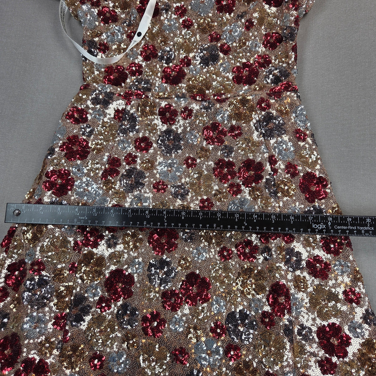 Club L London Eira Red Floral Sequin Short Sleeve A-Line Mini Dress US 6 NWT