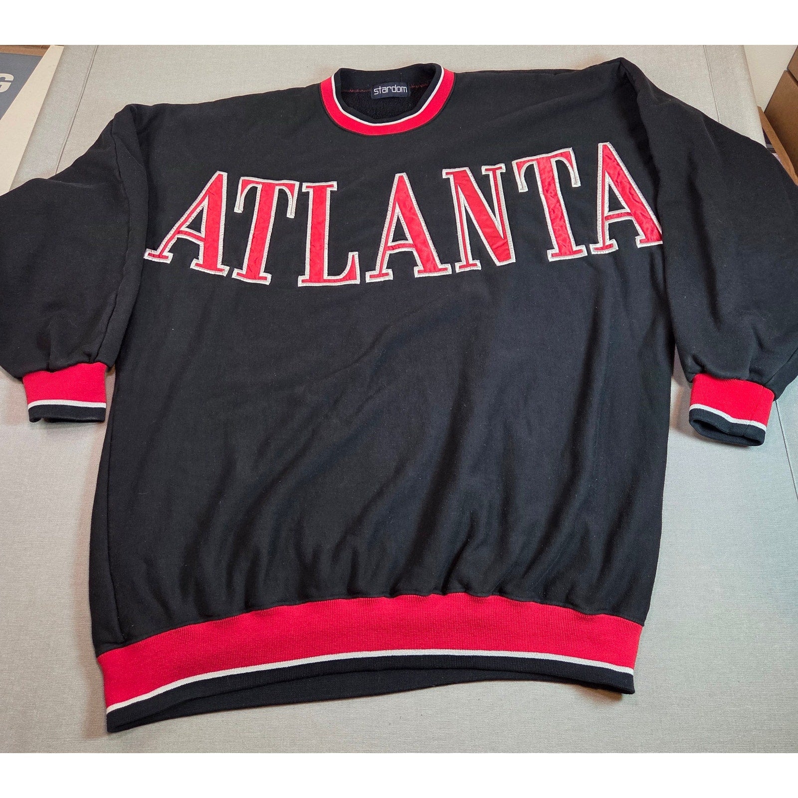 Vintage 90s Stardom Atlanta Oversized Tackle-Twill Crewneck Sweatshirt