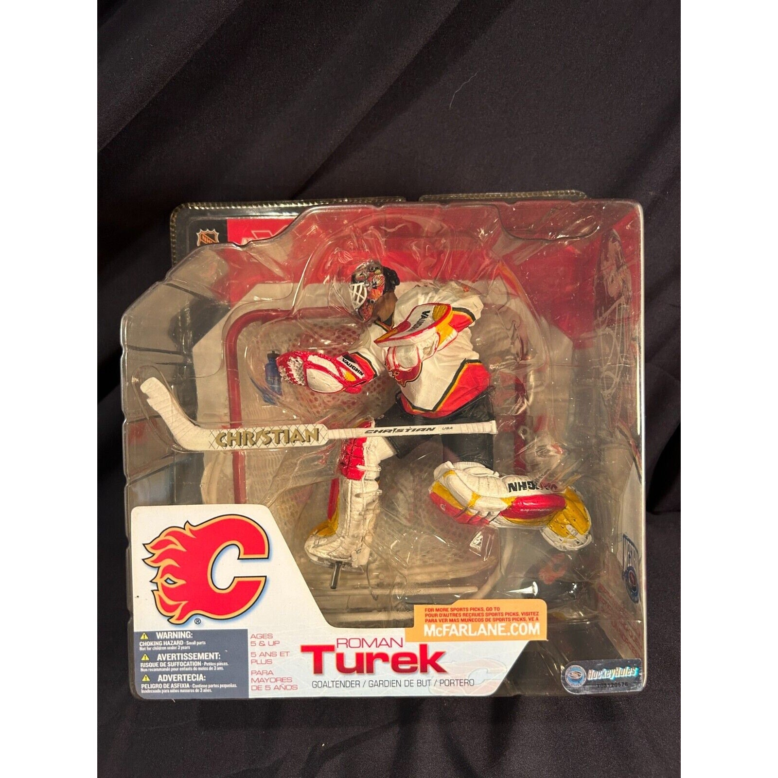 Roman Turek 2002 McFarlane Series 3 White Variant Jersey Calgary Flames NEW