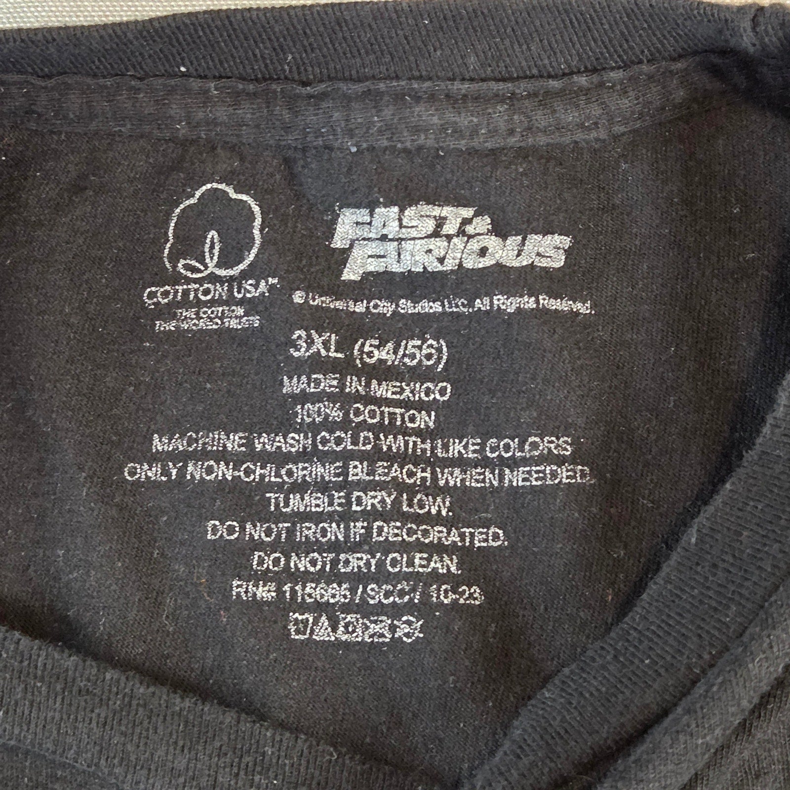 Fast & Furious Movie Cars Tee 3XL Black Universal Studios Racing Graphic