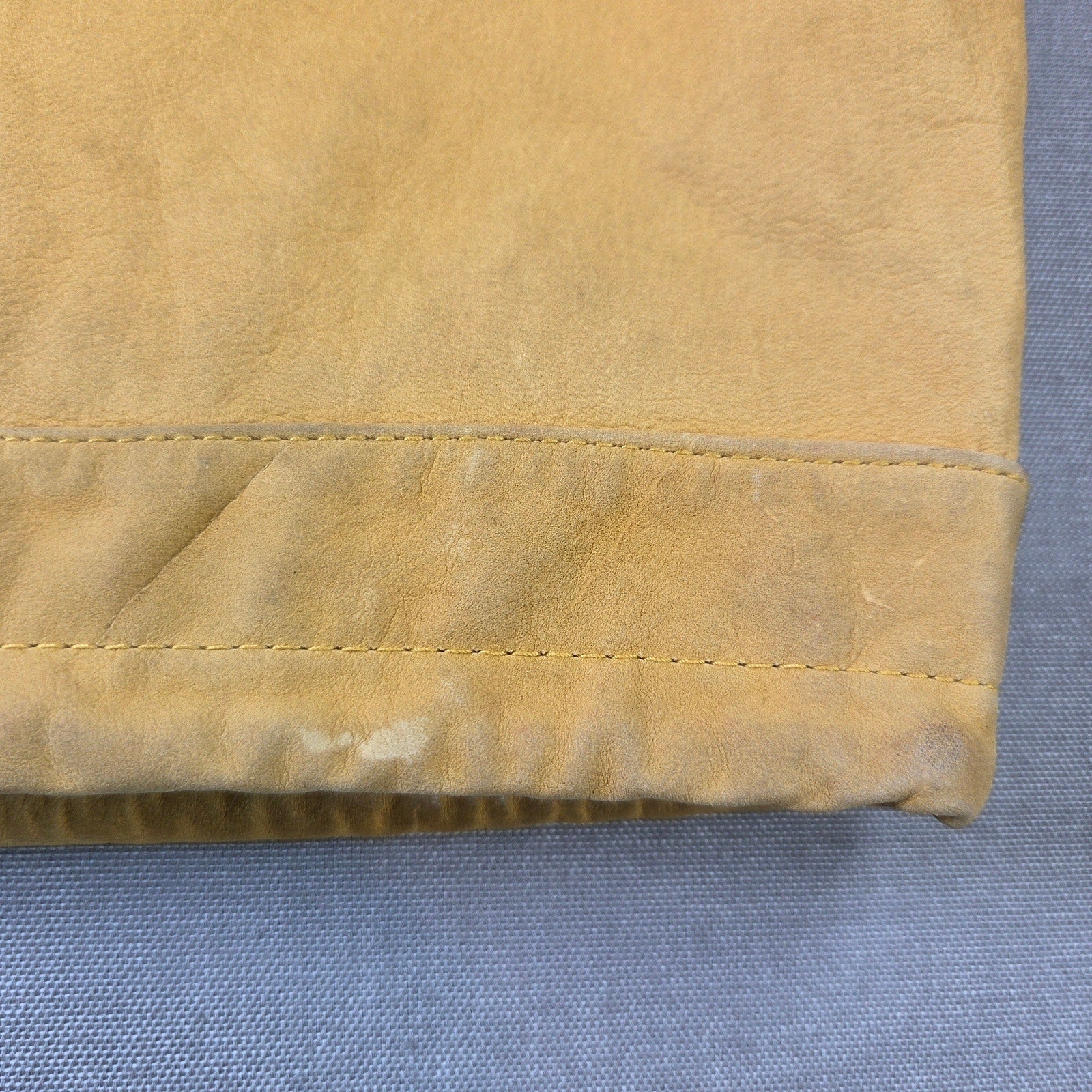 Georgetown Leather Vintage Hooded Vest Yellow 100% Leather USA Style 903