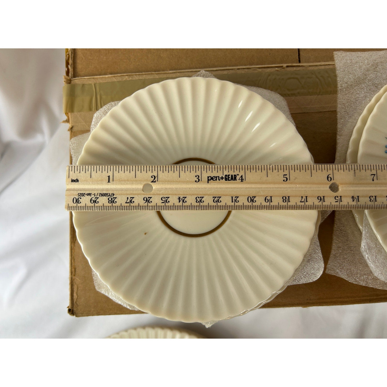 Lenox Rutledge China Plates Lot Fluted Rim Gold Trim No Cups w Box USA