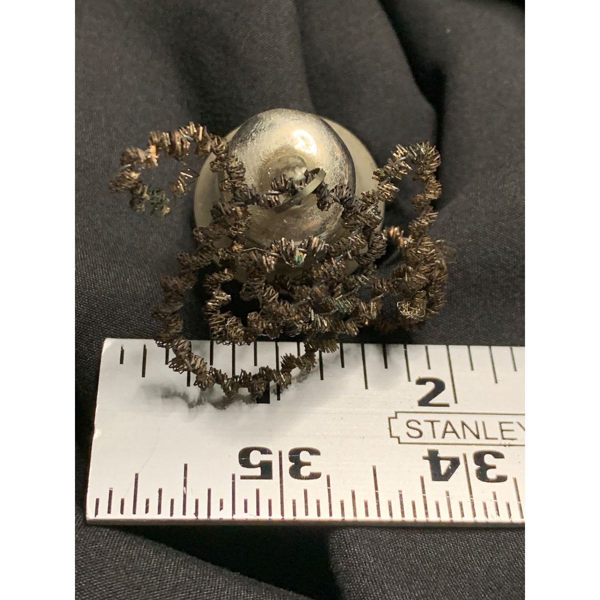 Antique Vintage Glass Bell Christmas Ornament Glass Clapper Tinsel Silver
