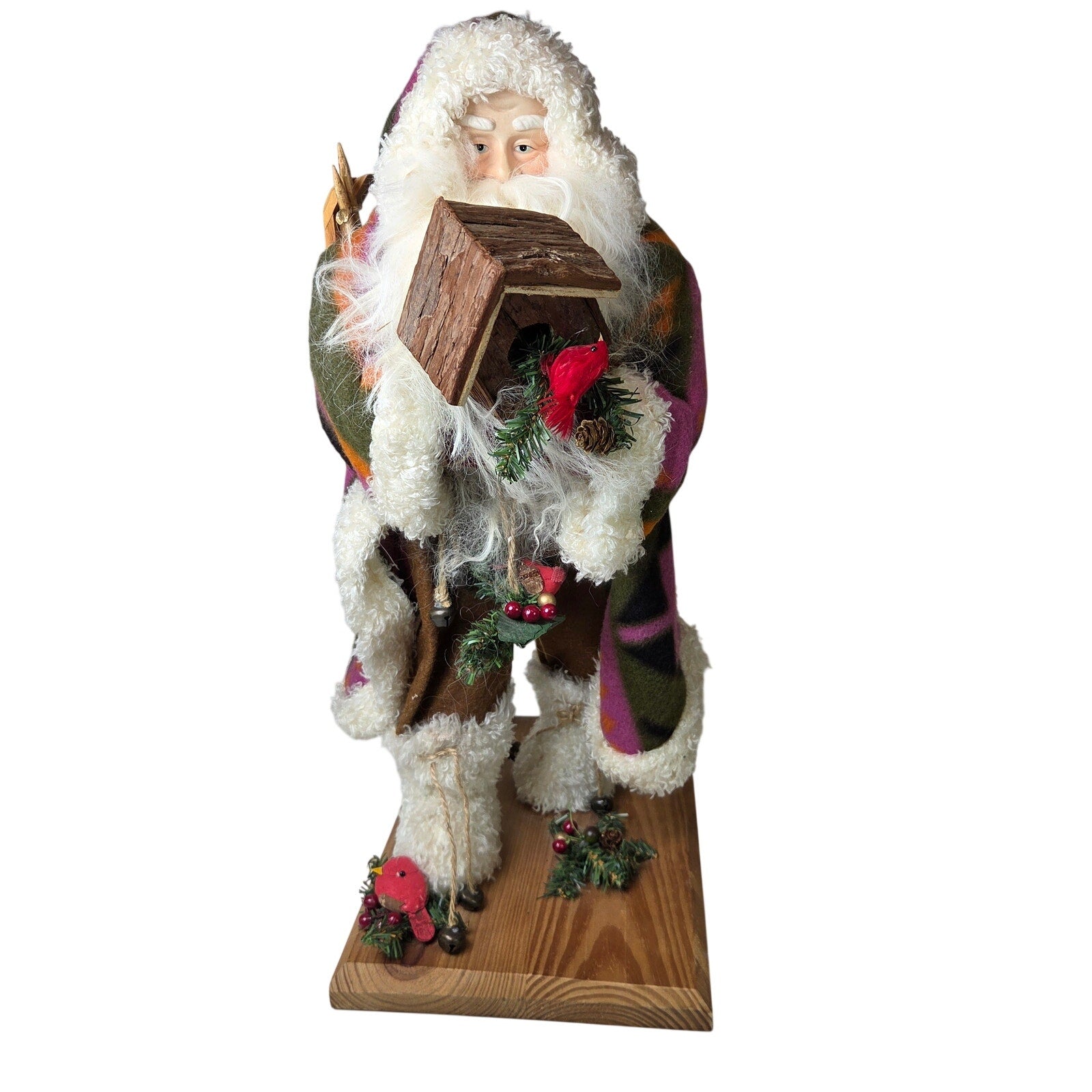 Folk Art Unbranded Santa Claus Christmas Statue 20″ on Wood Base