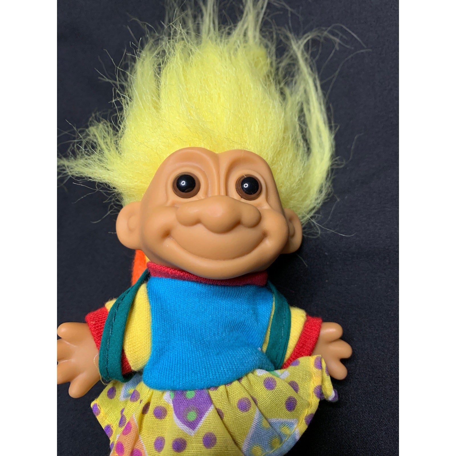 Vintage 1990s Russ School Girl Troll Doll Backpack Yellow Hair 18458 5in