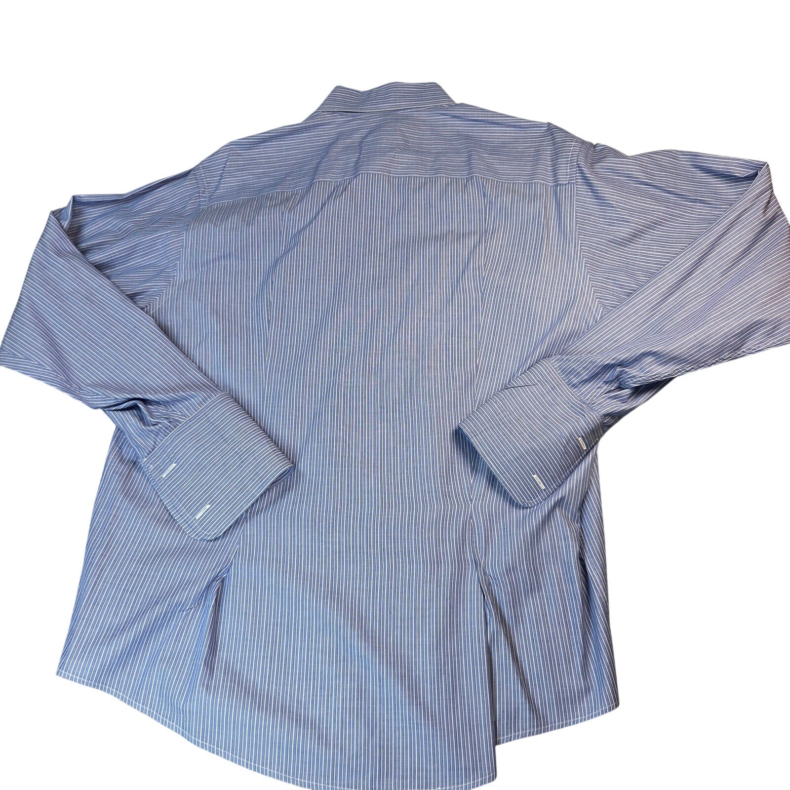 Giorgio Armani Le Collezioni Blue Stripe French Cuff Dress Shirt 17 34/35