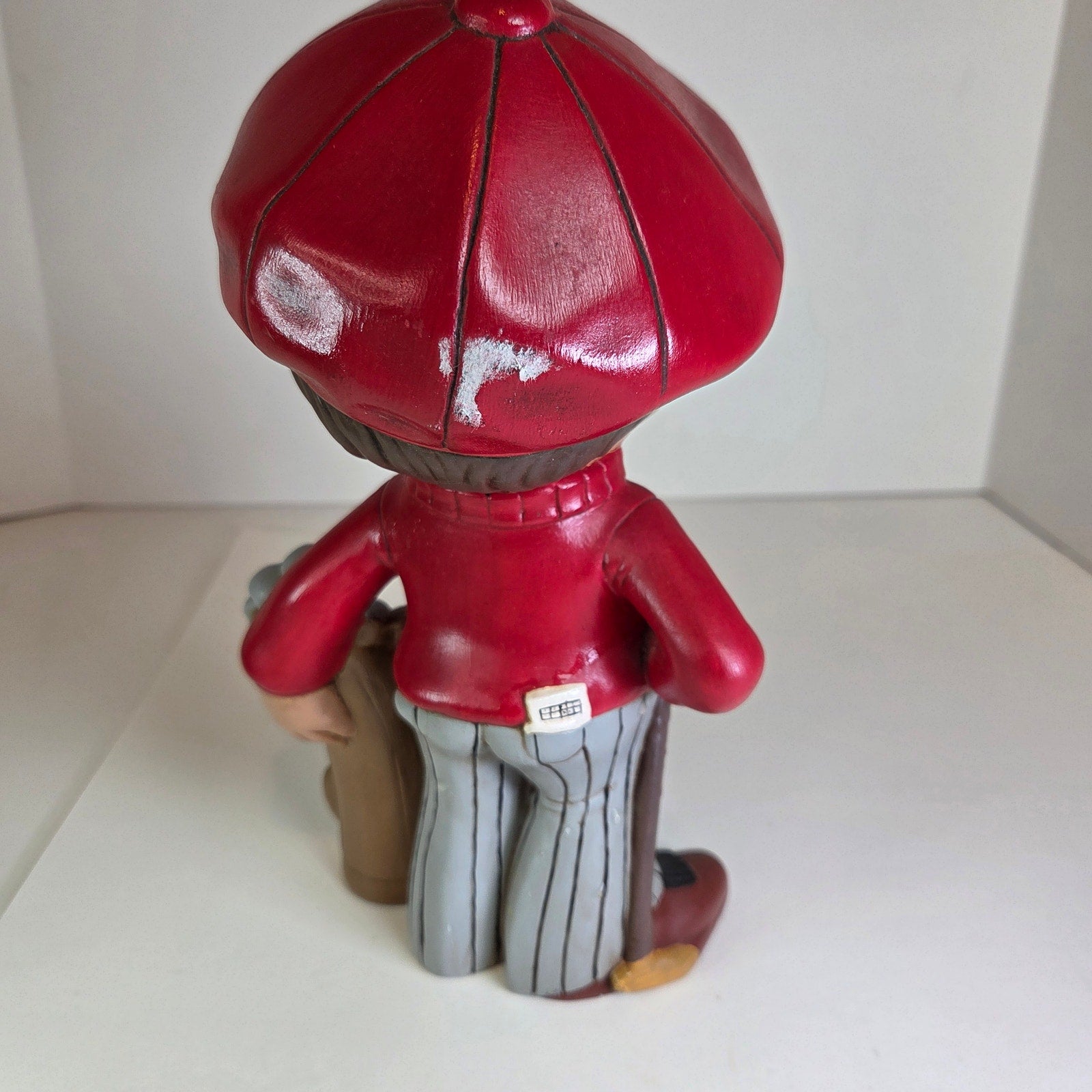 Vintage Monico Ceramics Golfer Boy Figurine Red Cap Golf Bag 1970s 9.75” Tall
