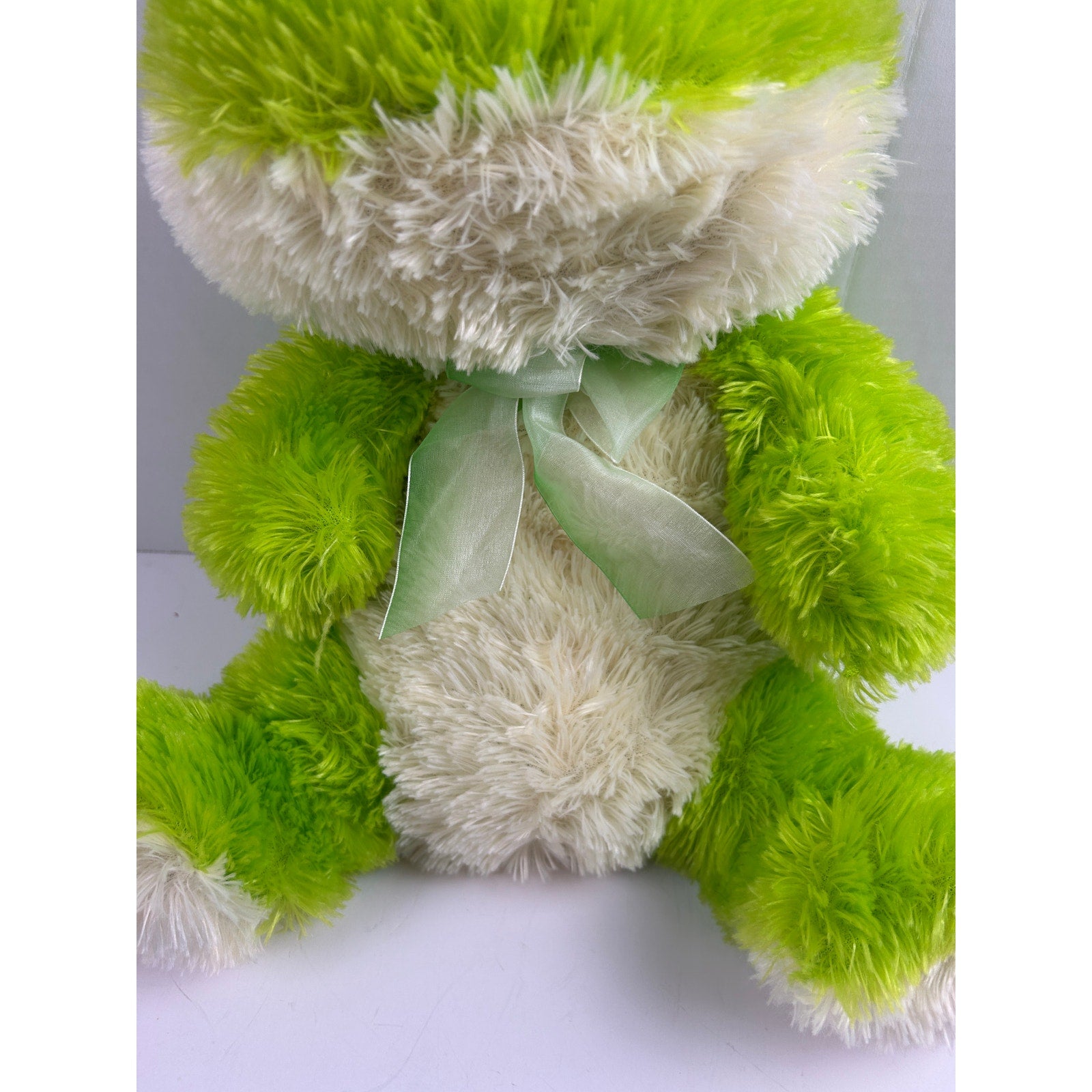 Nanco Green Plush Frog Stuffed Animal Soft Toy Ribbon Bow 2008 Cute Collectible