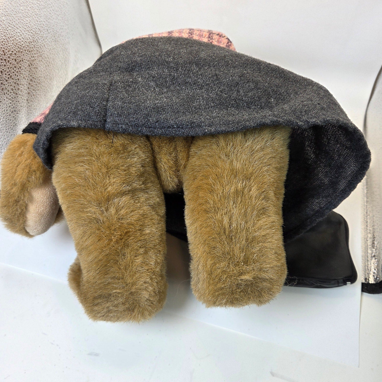 Vermont Teddy Bear Co 1994 Jointed Bear w Pink Plaid Outfit & Purse Made USA