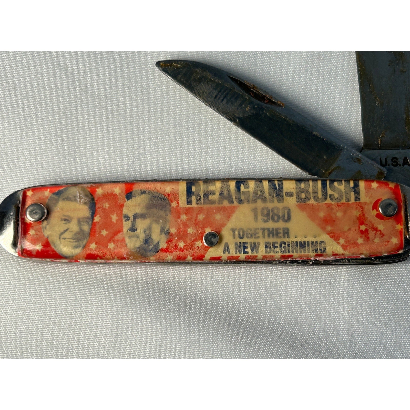 Reagan Bush 1980 Pocket Knife USA Campaign Folding Knife Vintage