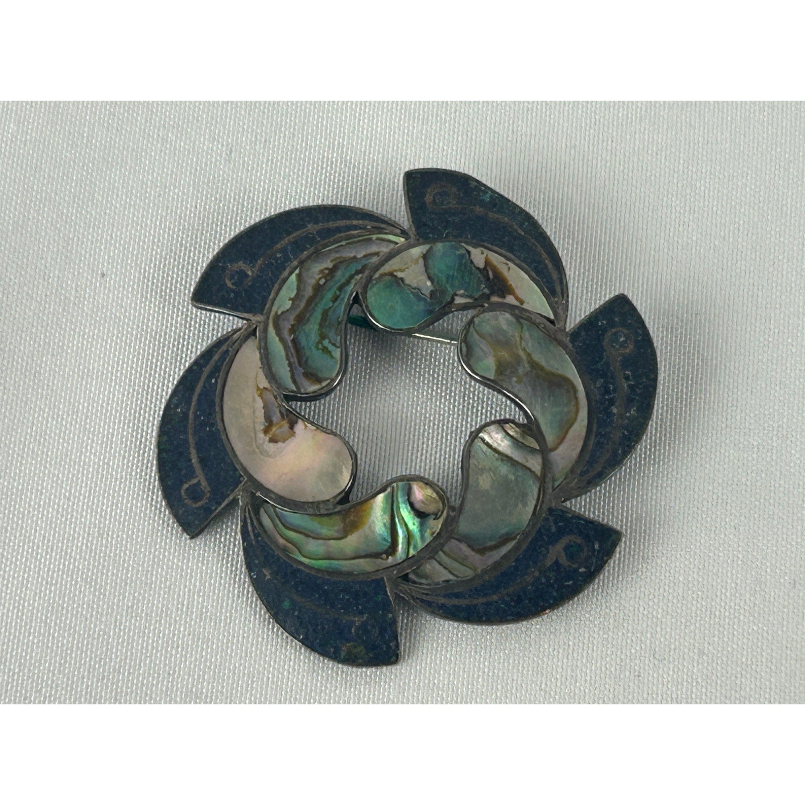Mexico 925 Sterling Silver Abalone Vintage Brooches Mid Century Modern Lot 4