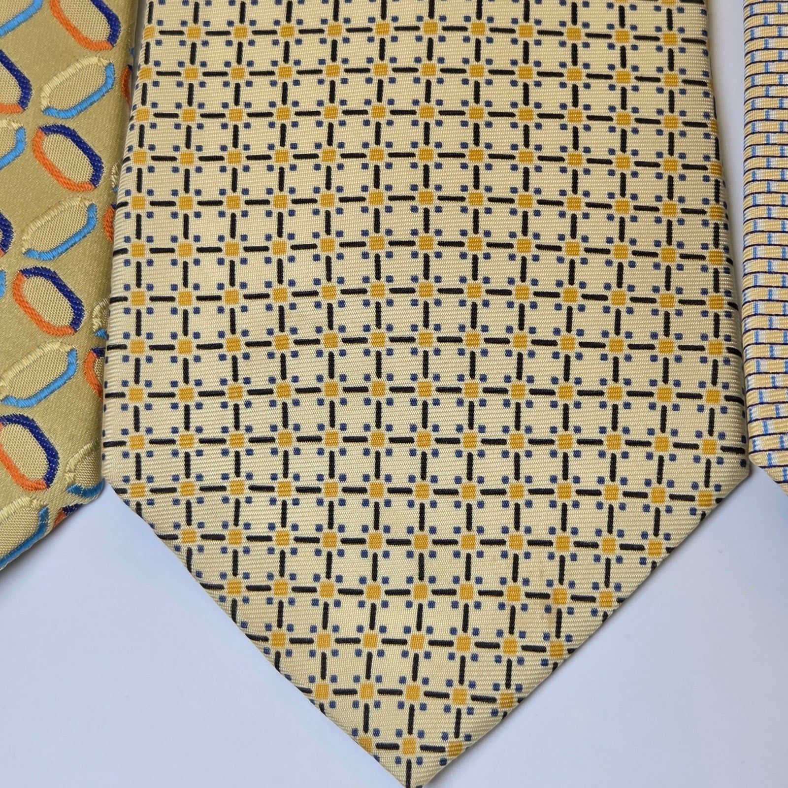 Tommy Hilfiger 4 Tie Lot Silk USA Yellow Nautical Sailboats Anchors Contrast Tip