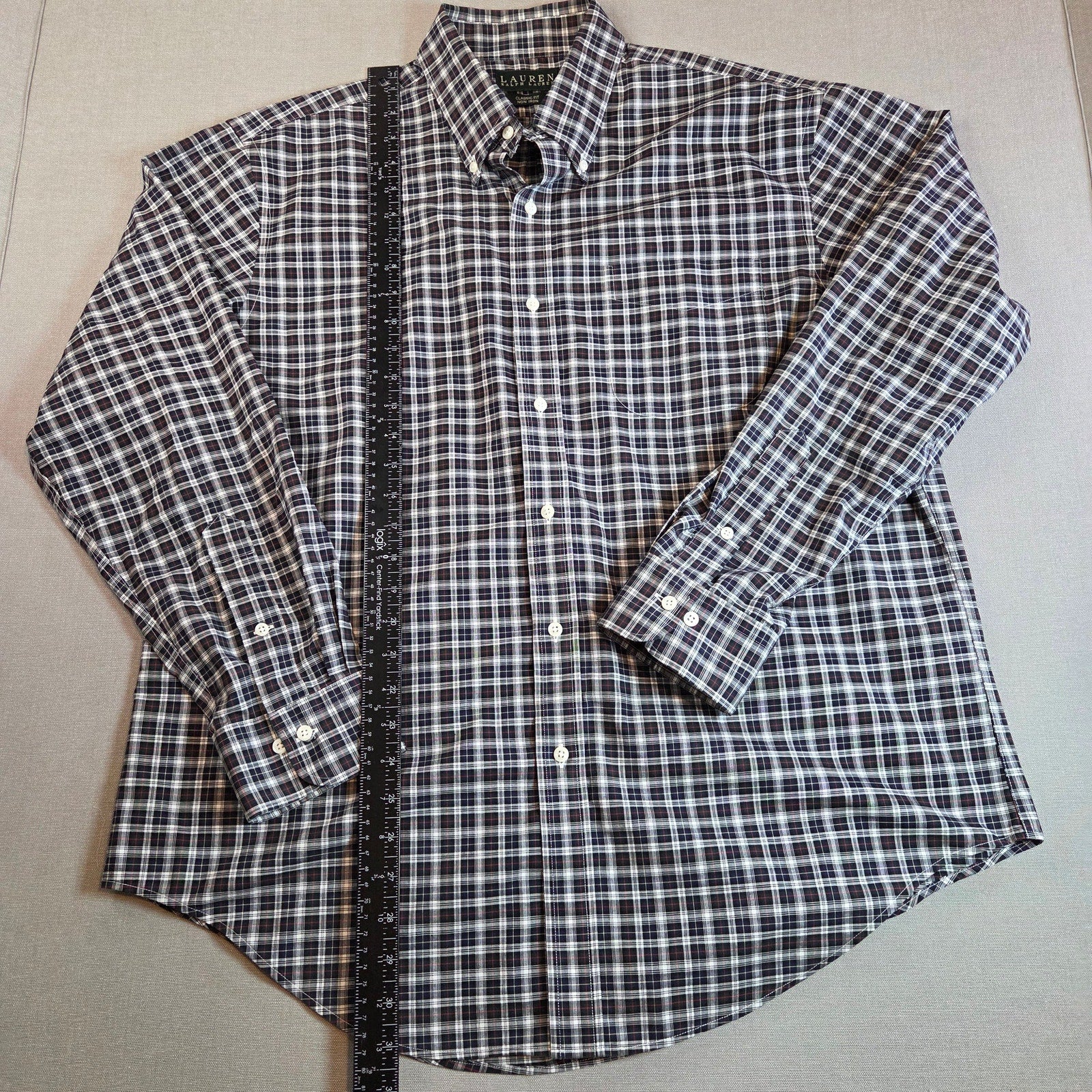 Lauren Ralph Lauren Classic Fit Non Iron Plaid Shirt 17 34/35 Cotton