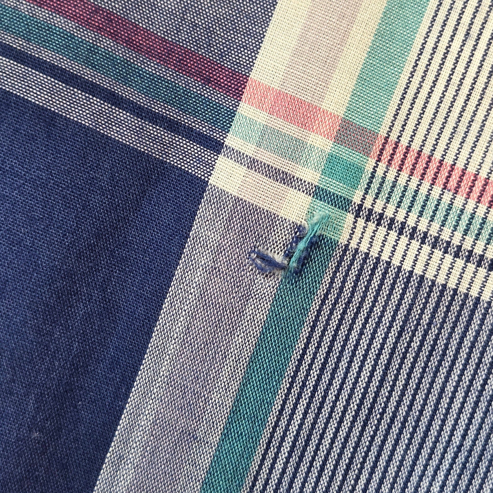 Wrangler 3XT Tall Man Pearl Snap Western Shirt Blue Plaid Flawed Sleeves