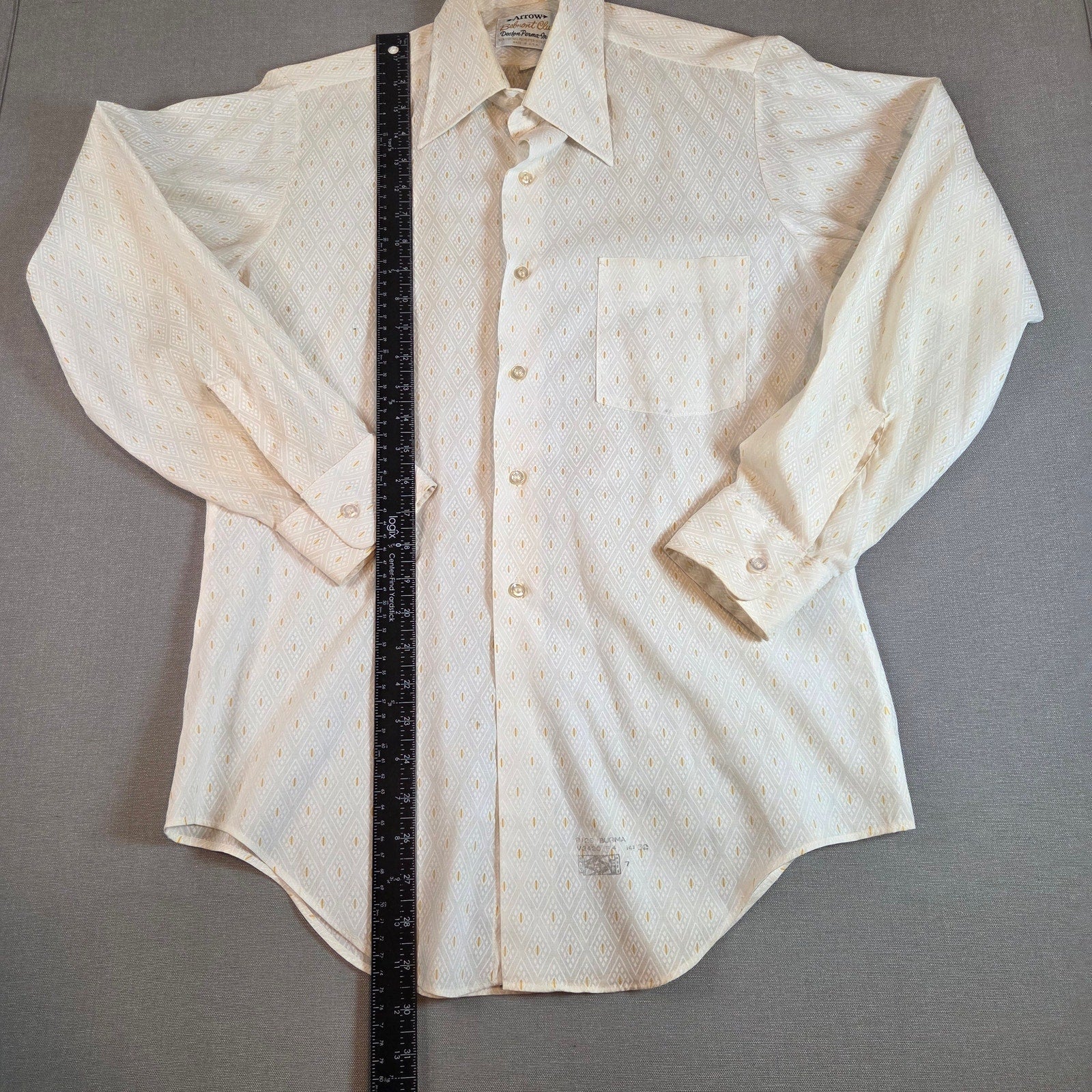 Vintage 1960s Arrow Belmont Club Decton Perma-Iron Shirt USA 14.5-32