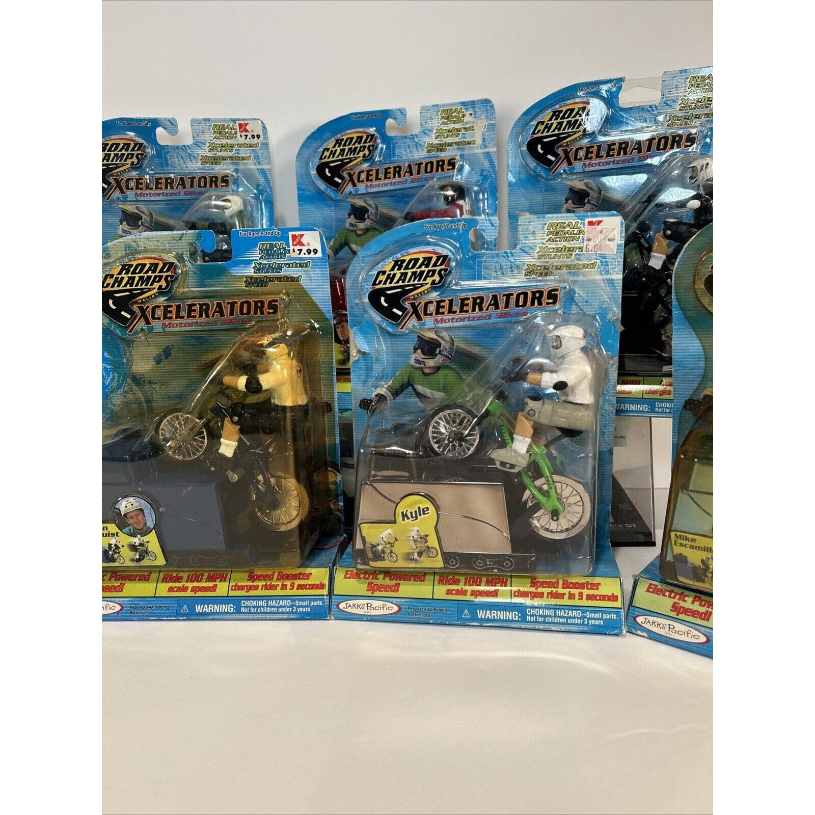 Complete Set of 7 Road Champs Xcelerators Motorized Bikes Jakks Pacific MOC