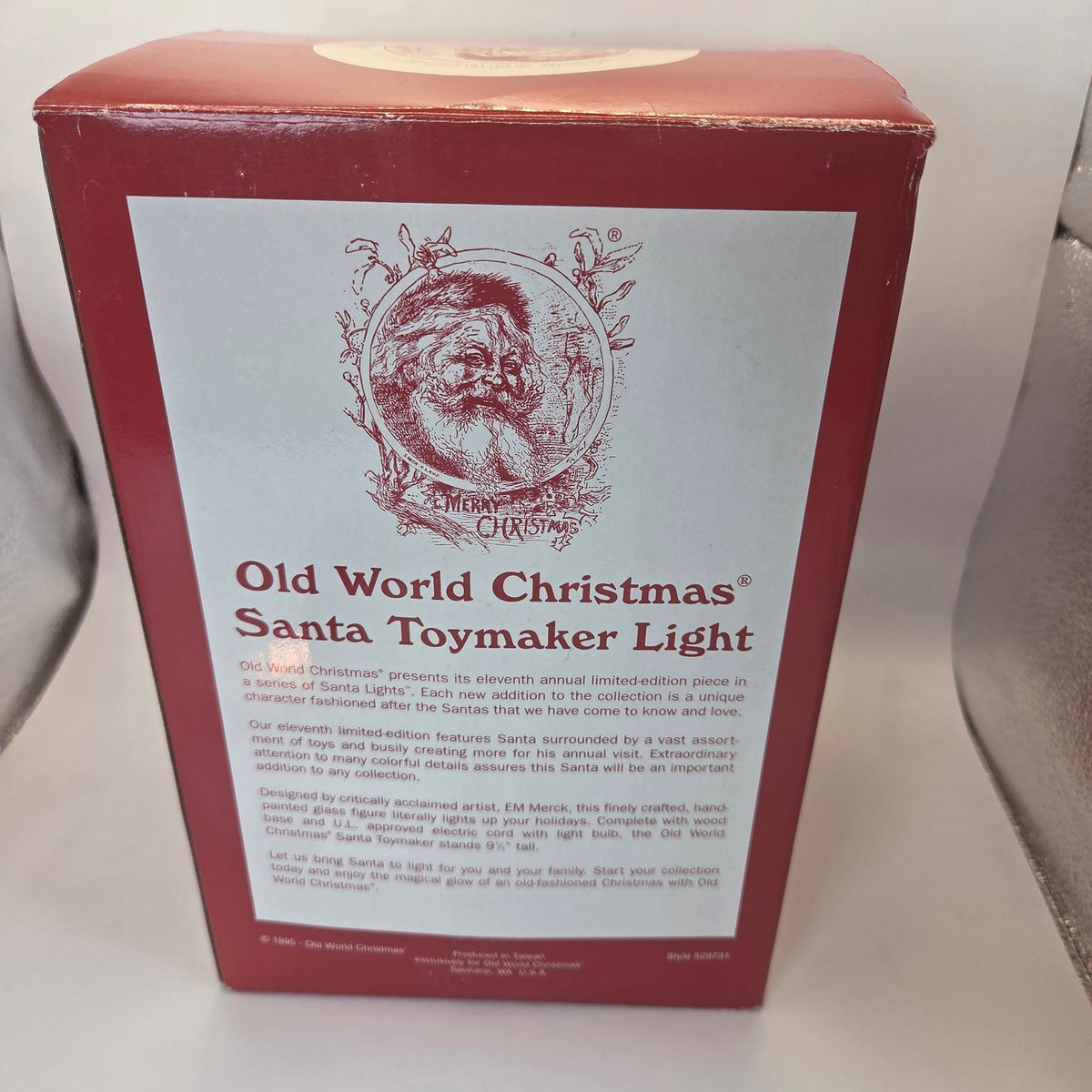 Old World Christmas 1995 Santa Toymaker Light EM Merck w Original Box Vintage