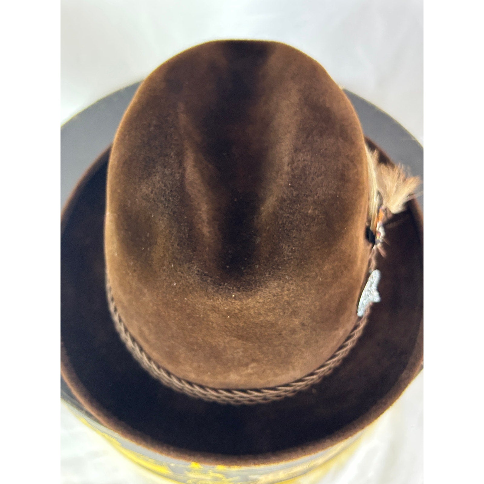 Dobbs Fifth Ave Brown Velour Homburg Hat Size 8 German Made w Box