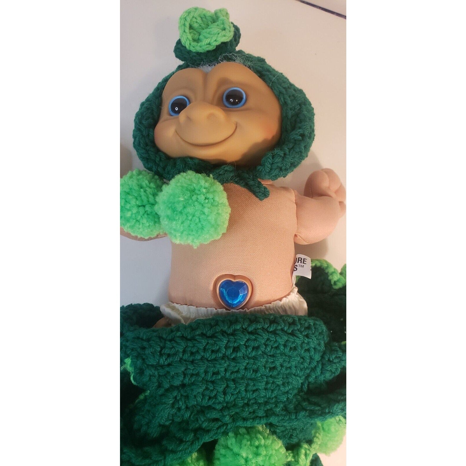 1991 Treasure Troll Tot 14" Doll Bellybutton Wishstone Vintage Dragon Outfit