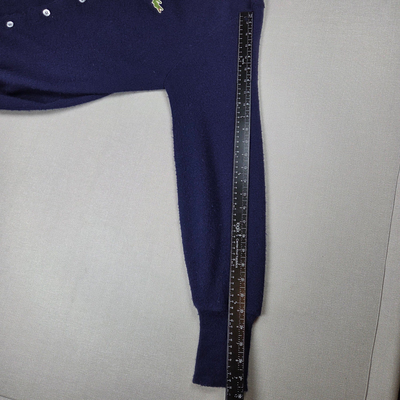 IZOD Lacoste Vintage Cardigan Sweater Men's L USA Orlon Acrylic V-Neck Blue