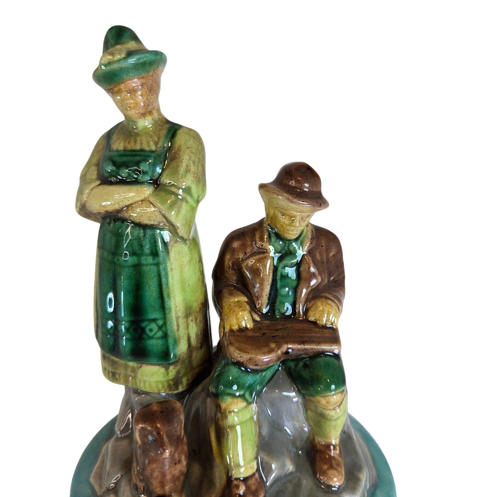 Hand‑Signed “By Mimi 1976” Ceramic Stein – Standing & Seated Figures Lid