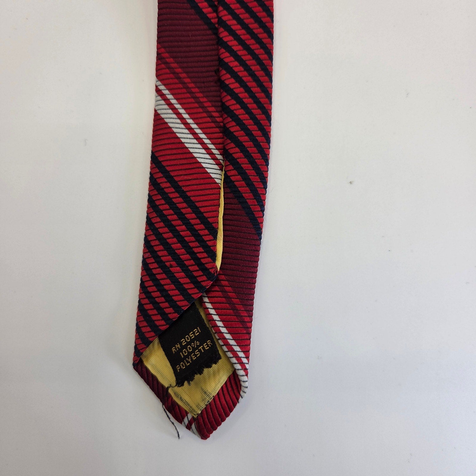 Vintage 1970s Red Striped Wide Polyester Tie 3.75” Classic Retro Neckwear