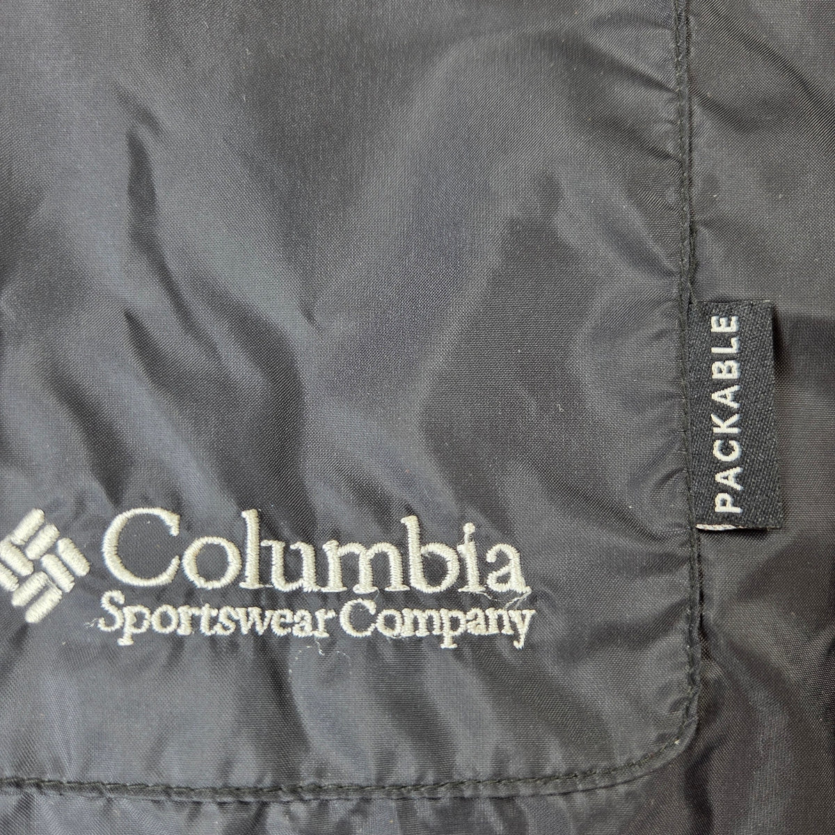 Vintage 1998 Columbia Packable Hooded Rain Jacket Women's XL Black Full Zip
