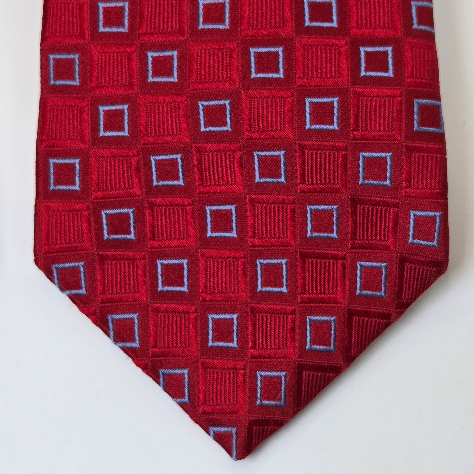 Tommy Hilfiger Silk Tie Lot 3 Red Geometric USA 3.75 Classic Width Contrast Tips