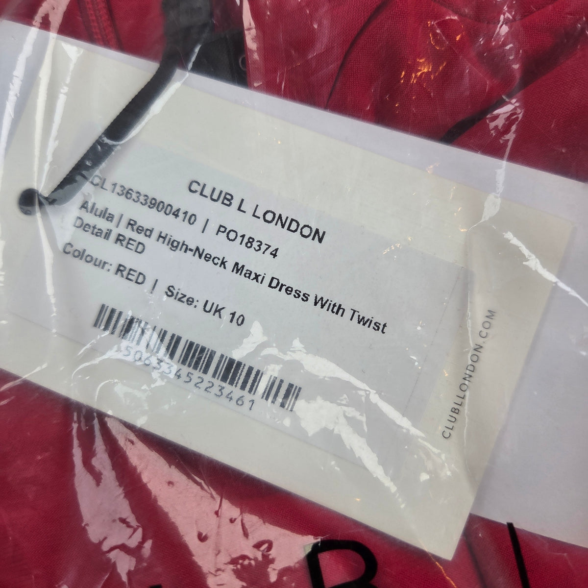 Club L London Alula Red High Neck Twist Maxi Dress UK 10 US 6 Long Sleeve NWT