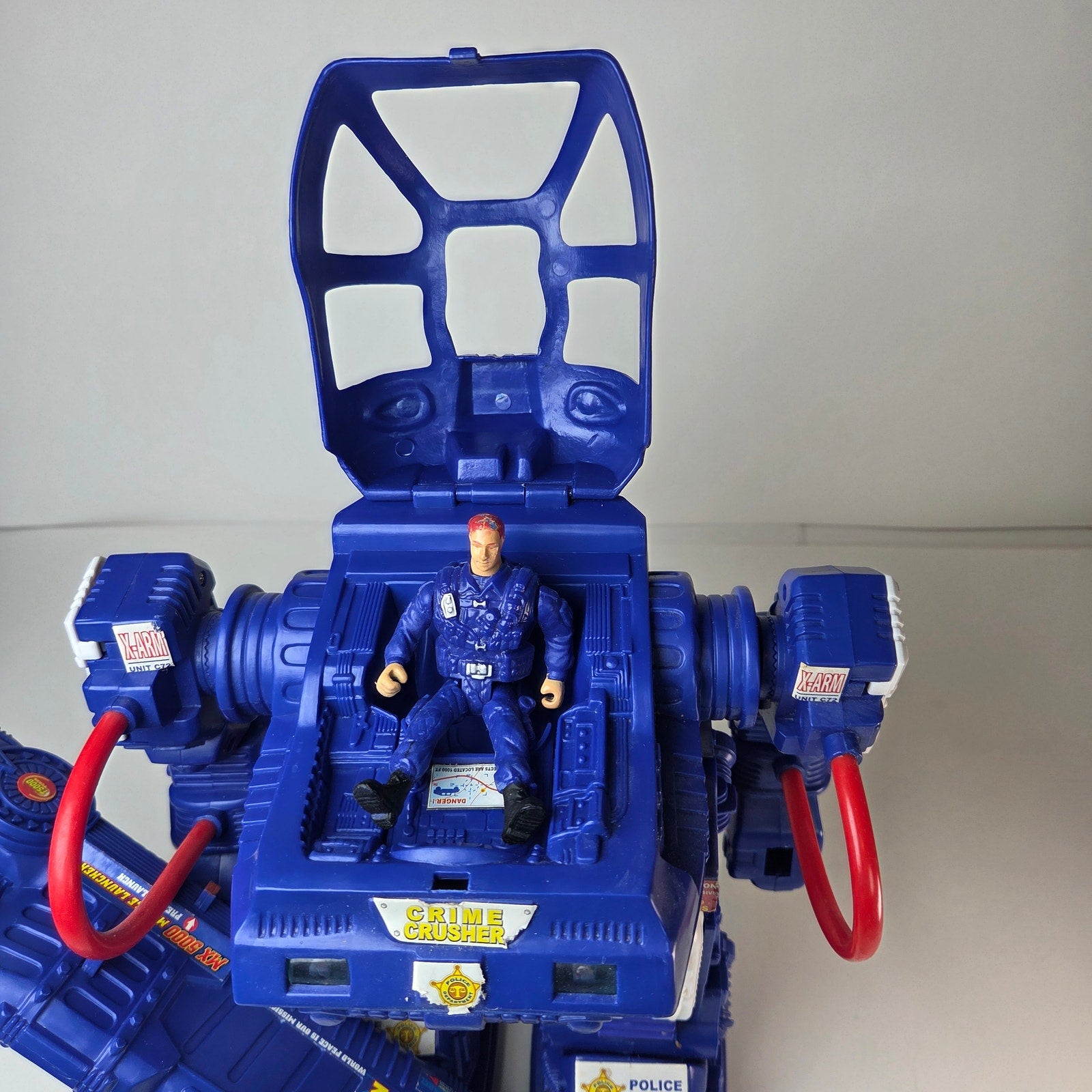 Crime Crusher Police C72 Robot Vehicle w/ Figure Missile Launcher Untested