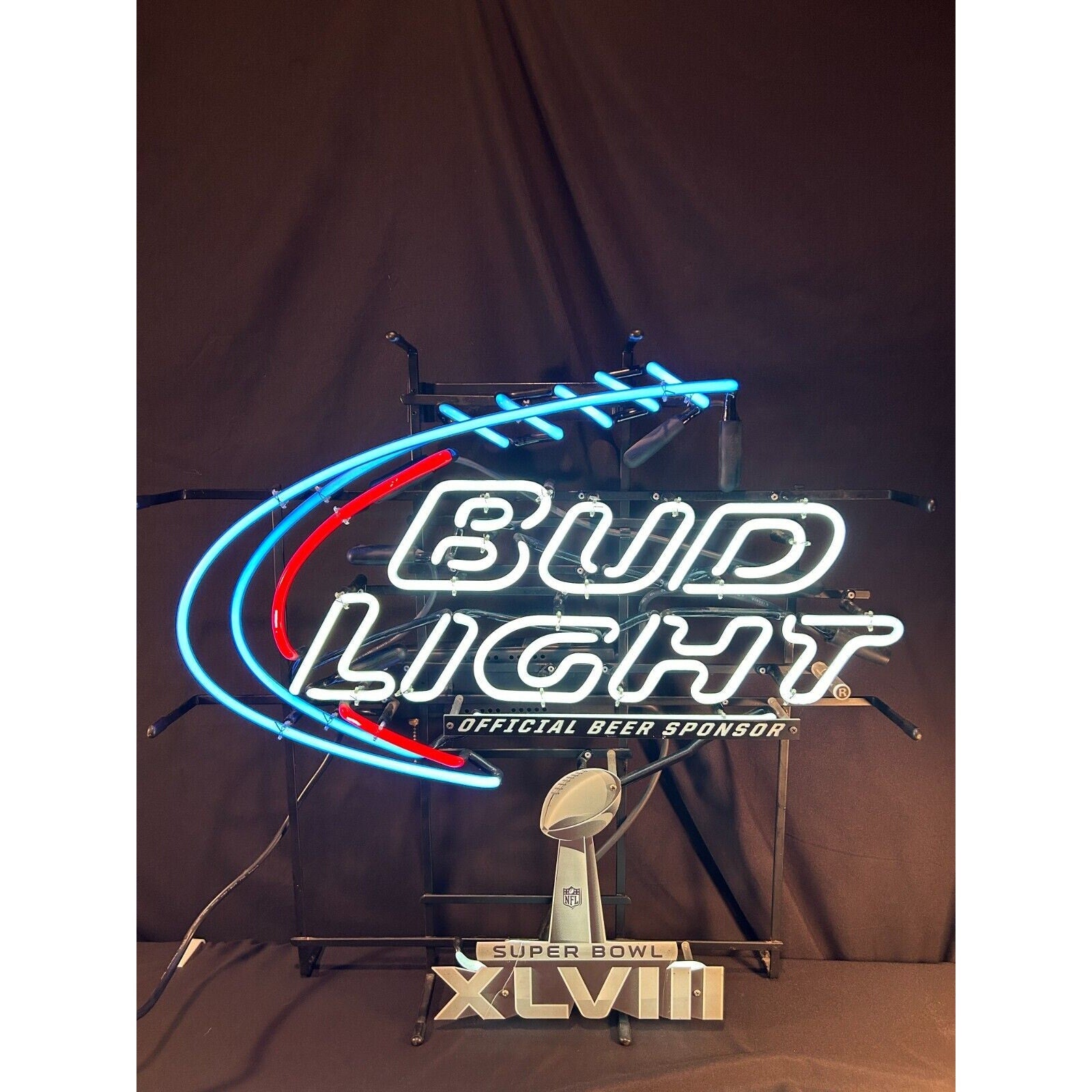 Bud Light Super Bowl XLVIII Neon Sign Beer Bar NFL Man Cave Light – Tested