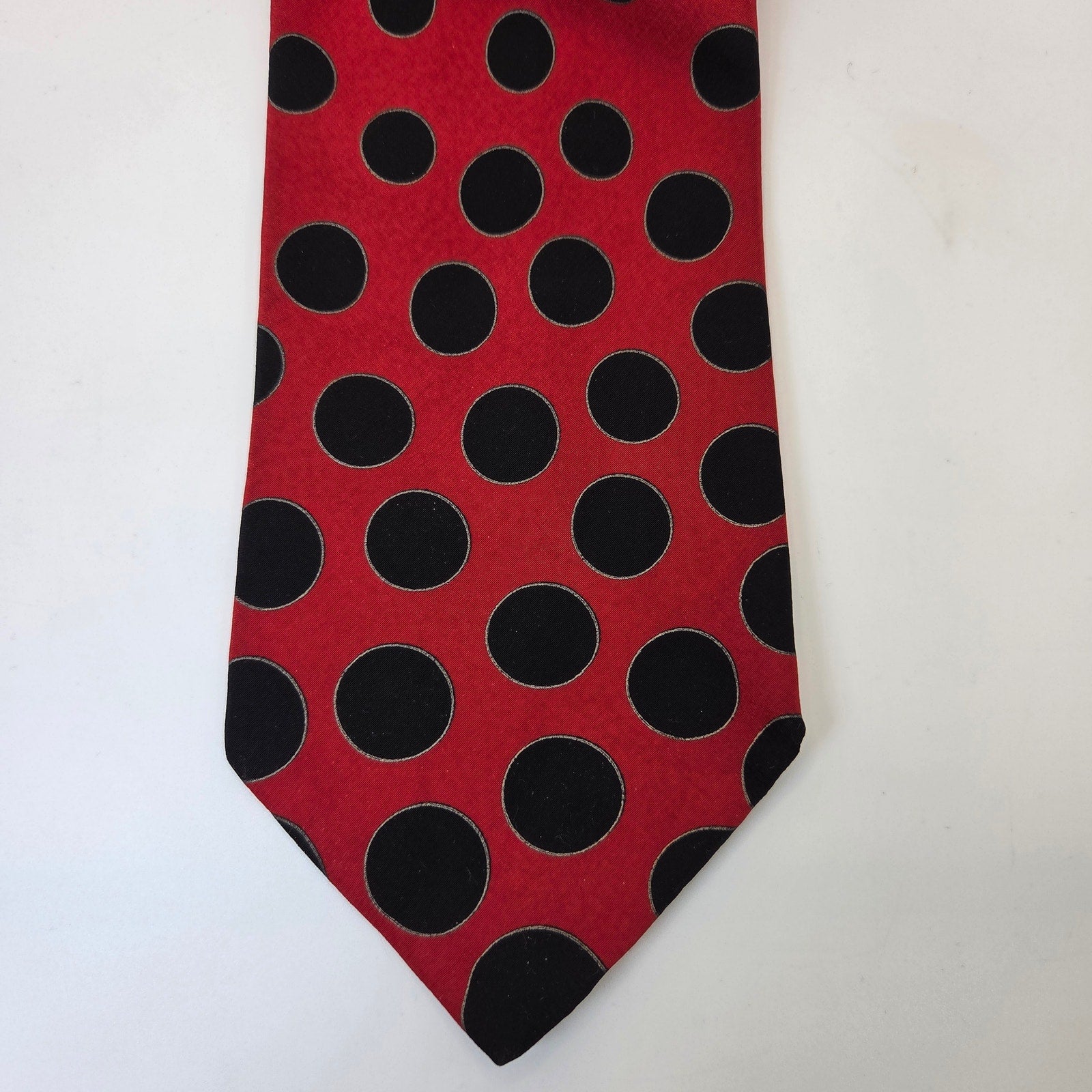 Fratelli Moda Silk Tie Red Black Polka Dot 4" Handmade Italy