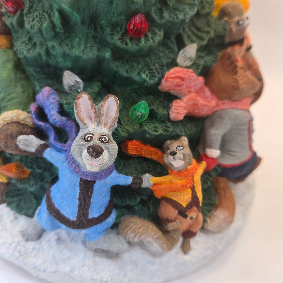Handmade Ceramic Woodland Animal Christmas Tree Lighted Decor Rosemary 1990