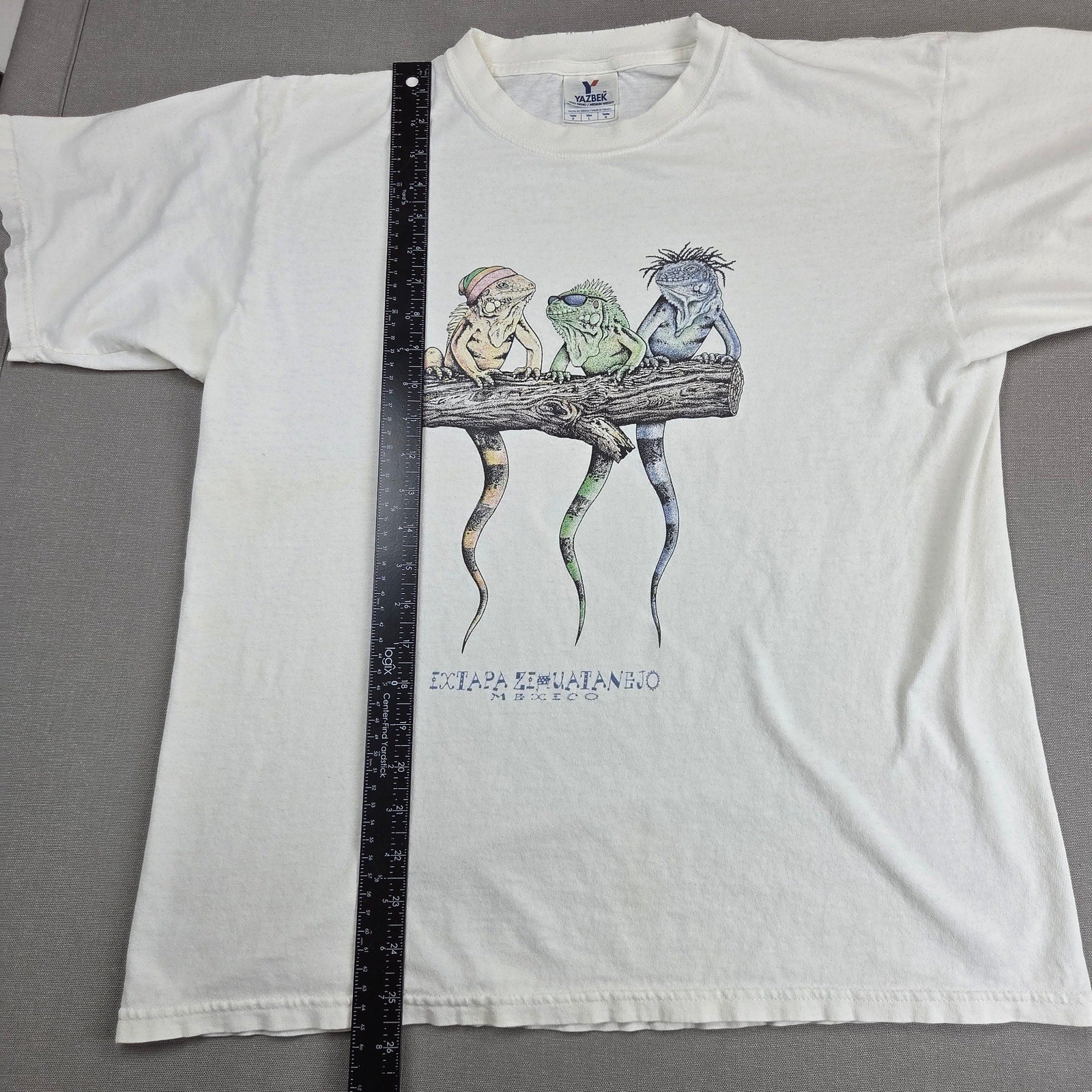 Yazbek Ixtapa Zihuatanejo Mexico Iguana Lizard Graphic T Shirt Mens L VTG