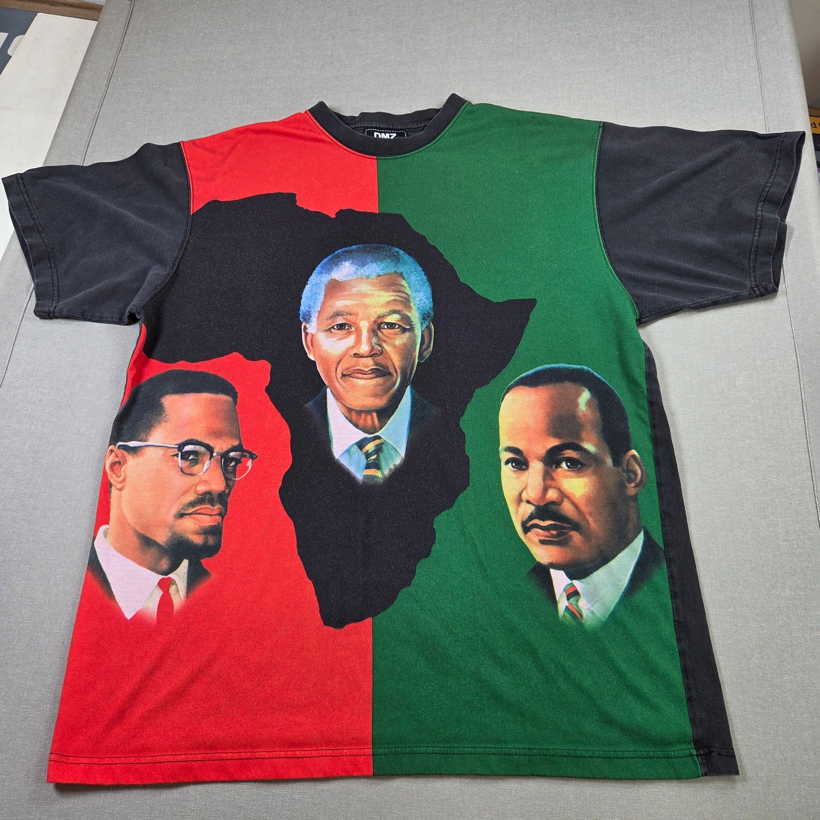 DMZ Malcolm X MLK Mandela Africa Graphic T Shirt XL Pan African Tee Black