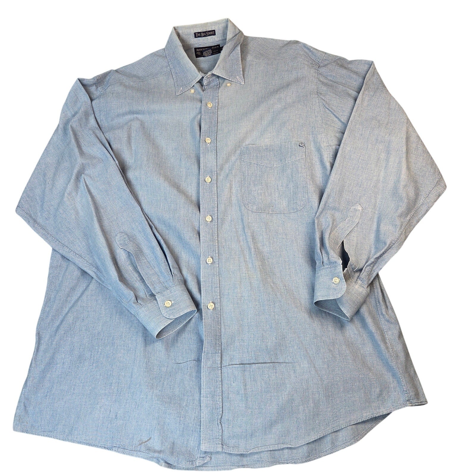 Abercrombie & Fitch The Big Shirt Chambray Button Down USA Mens L Vintage