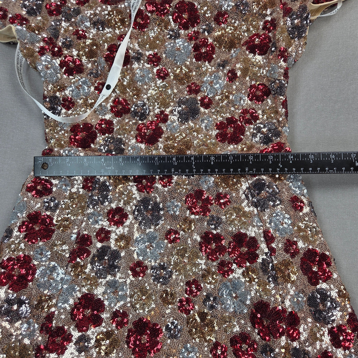 Club L London Eira Red Floral Sequin Short Sleeve A-Line Mini Dress US 6 NWT