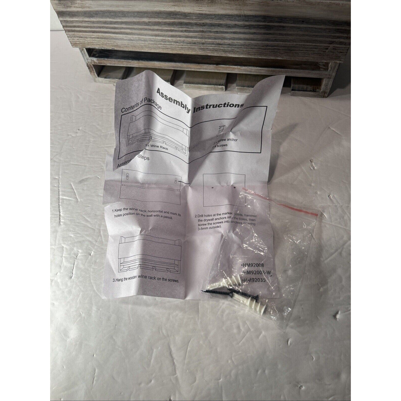 Rustic Gray Wall Mounted Wooden Wine Rack Shelf Holds 4 Bottles 4 Glasses