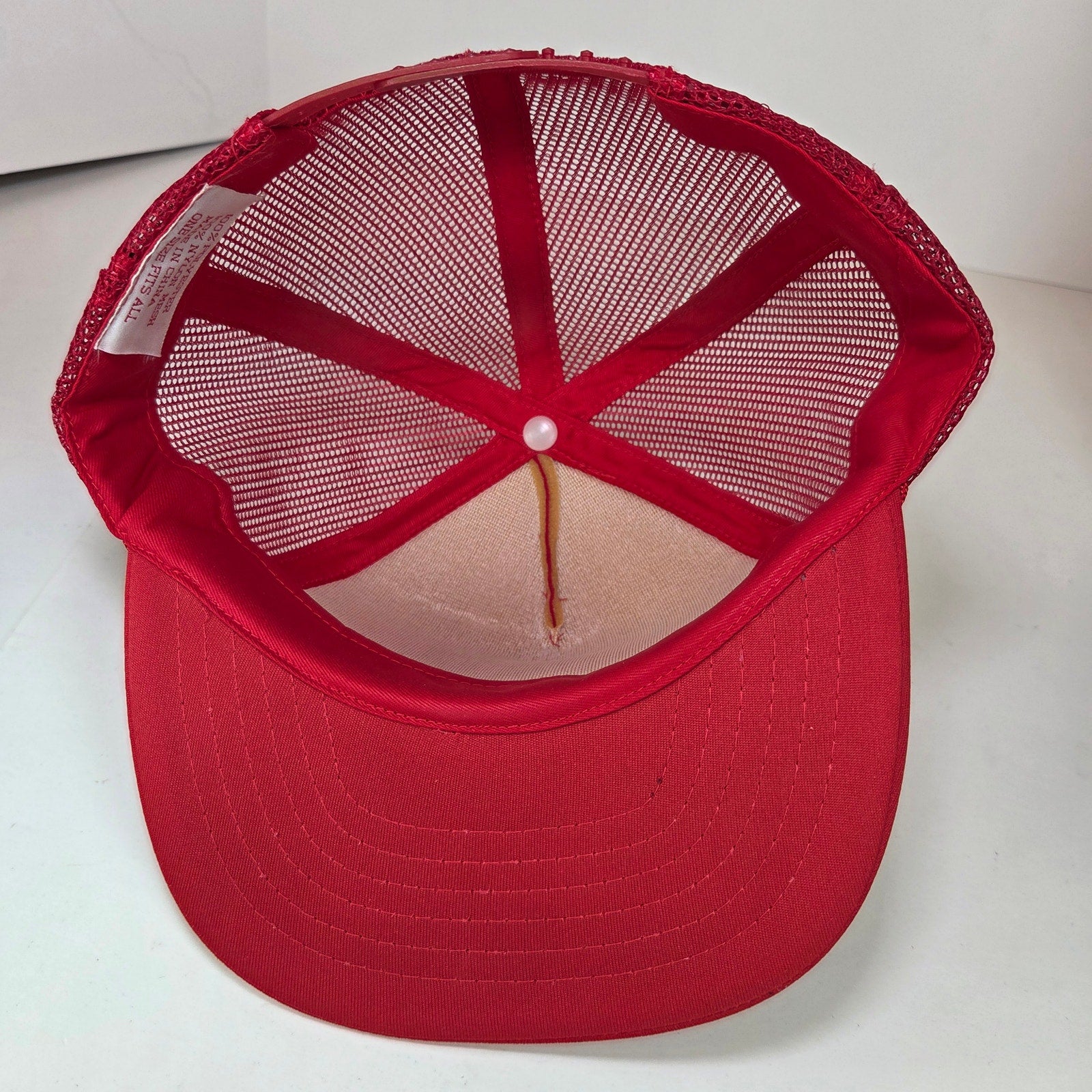 Vintage Outdoorsman Hinckley MN Trucker Hat Red Mesh Snapback Foam Front