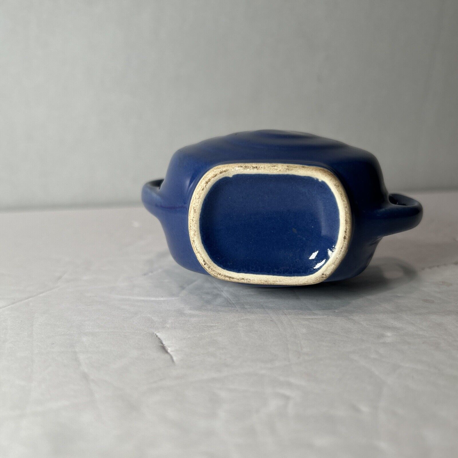 Set of 2 Vintage Cobalt Blue Ceramic Creamer & Sugar Pitchers