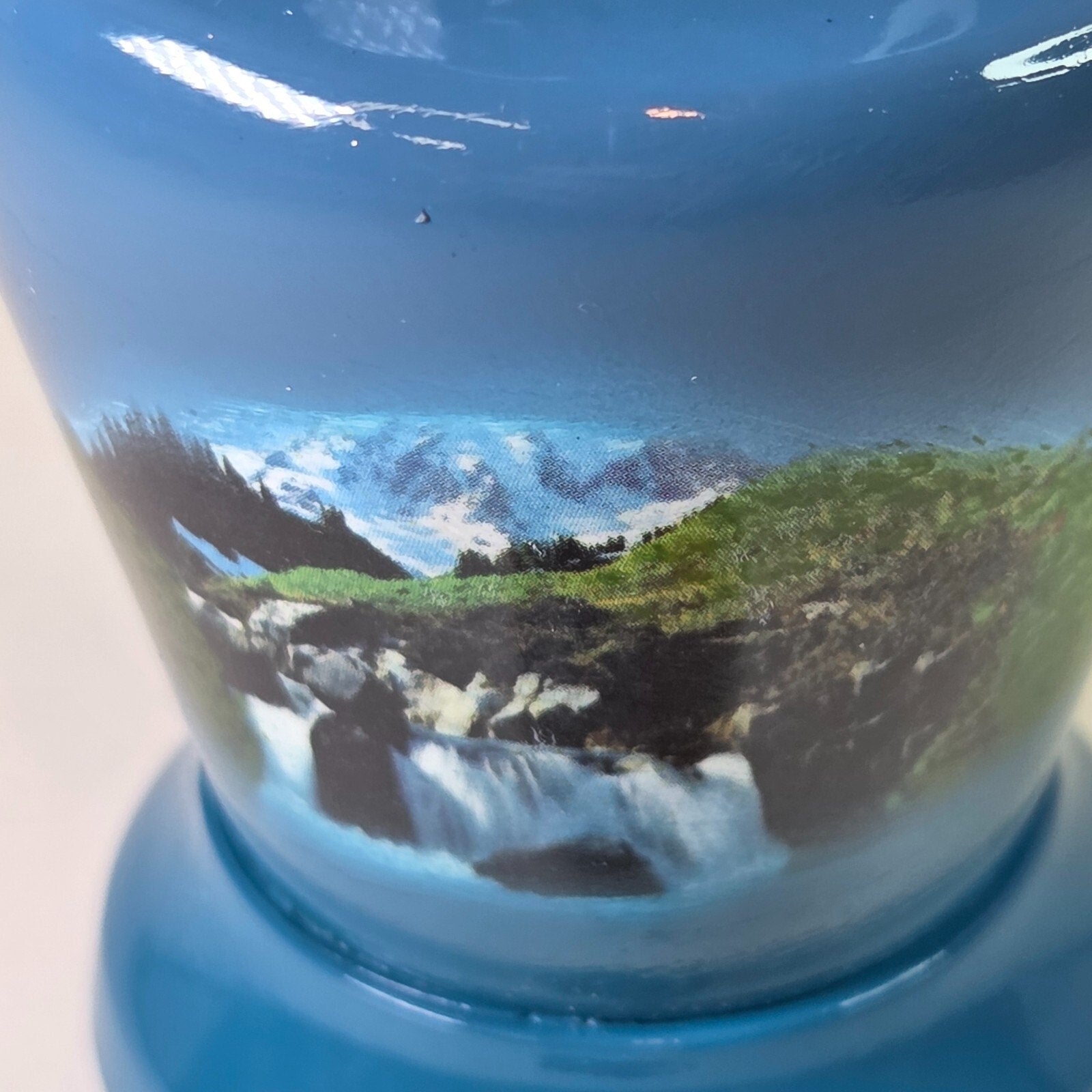 Mountain Blue Scenery Small Cremation Keepsake, Urn for Ashes 3" Aluminum