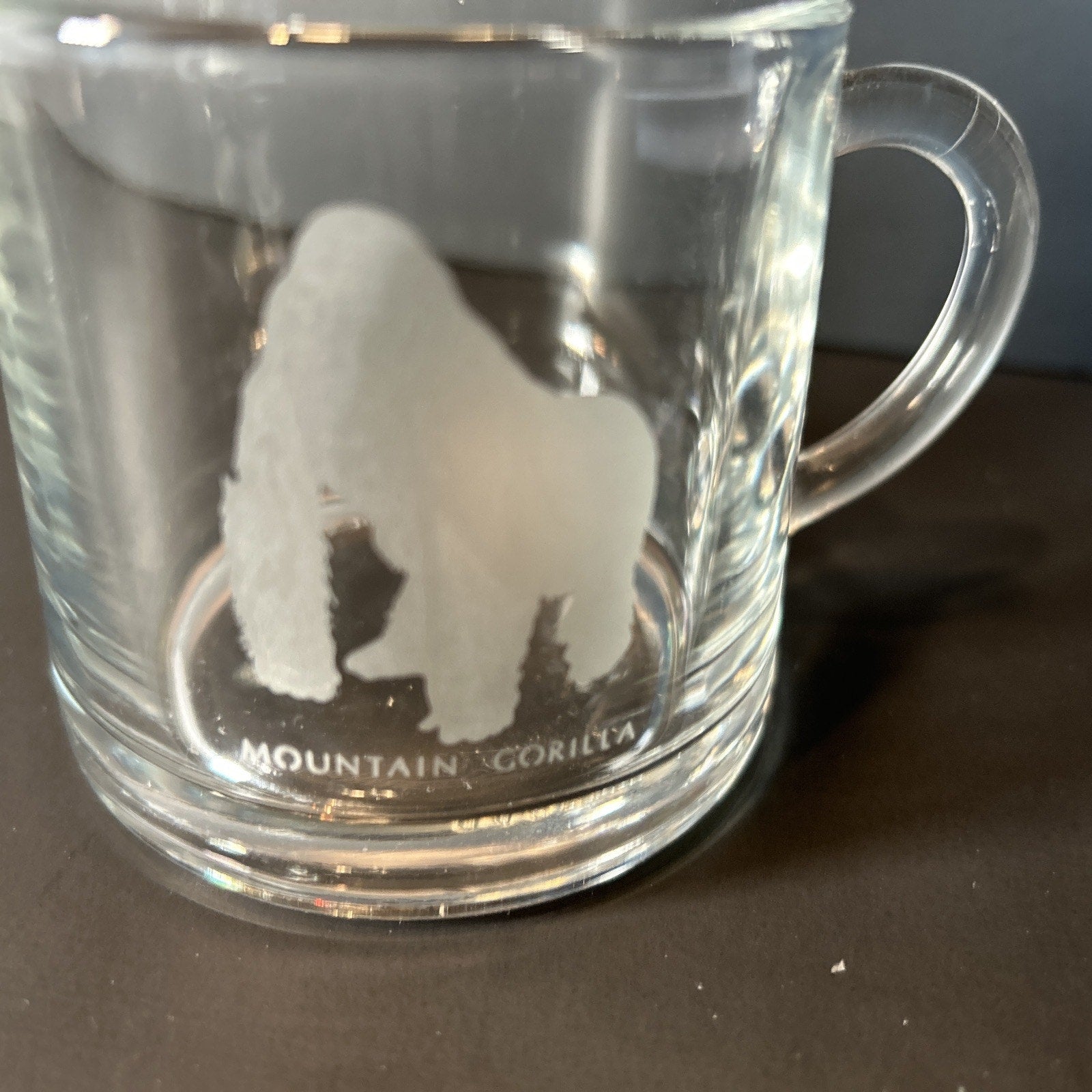 Luminarc France Endangered Species Etched Glass Espresso Mugs Set of 7 Vintage