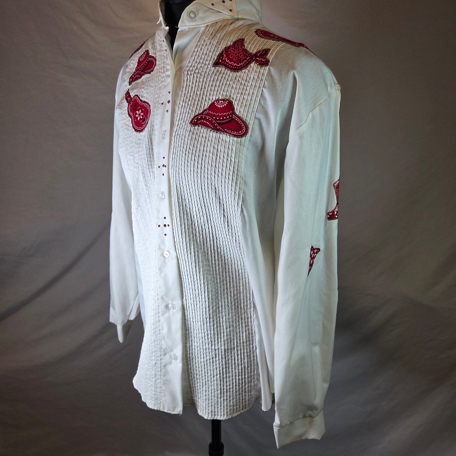 Sunbelt Sportswear Vintage Western Fringe Shirt Cowgirl Guitar USA M Medium