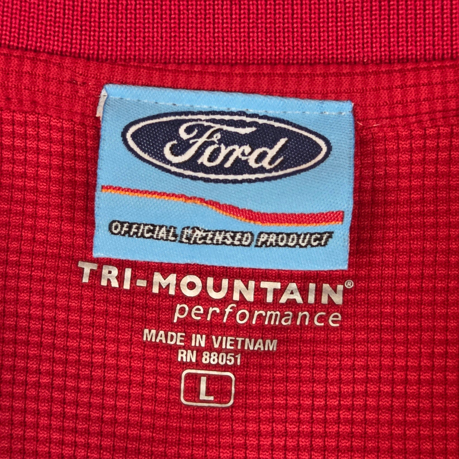 Ford Mustang Tri-Mountain Performance Polo Shirt Men’s L Red Embroidered Logo