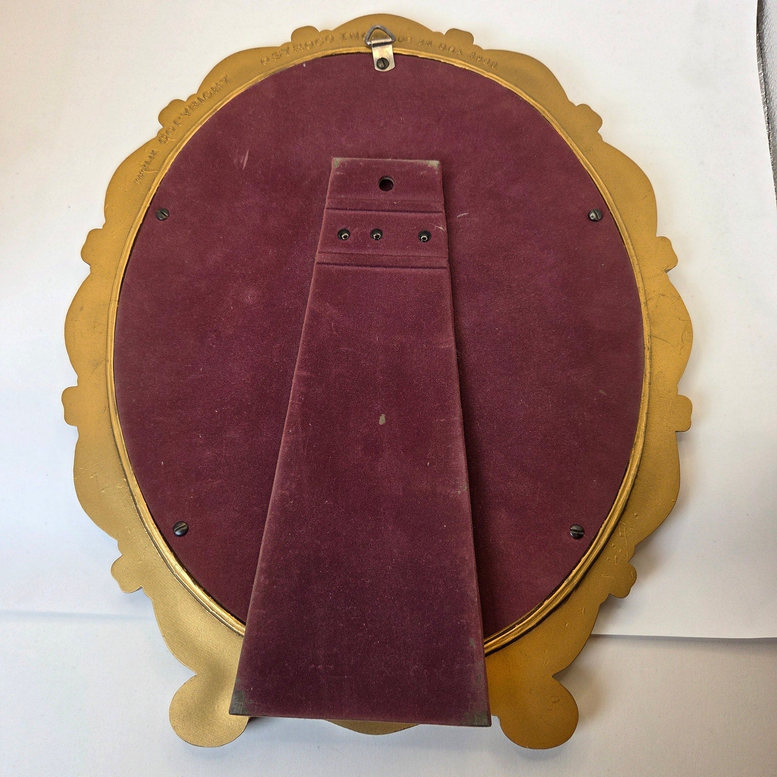 Syroco 1943 Gold Oval Bow Ribbon Vanity Table Mirror USA Wall Hanging VTG MCM