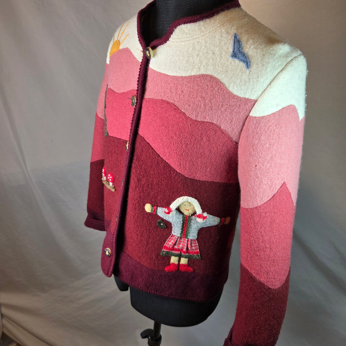 Giesswein Tirol Boiled Wool Storybook Cardigan Jacket Austria EU 38 Vintage