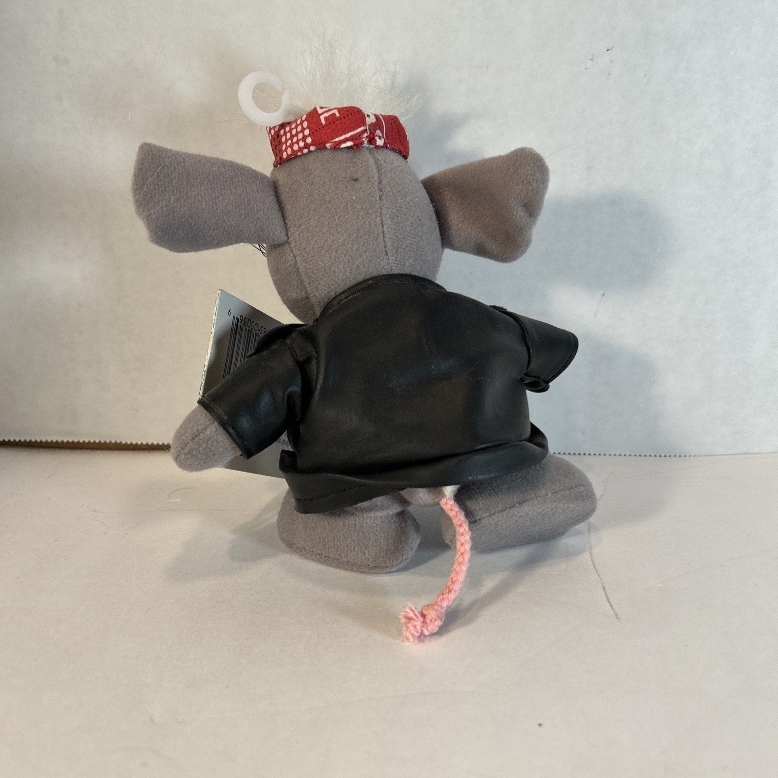 Chattering Critter Mouse Wearing a Leather Jacket and a Red Bandana