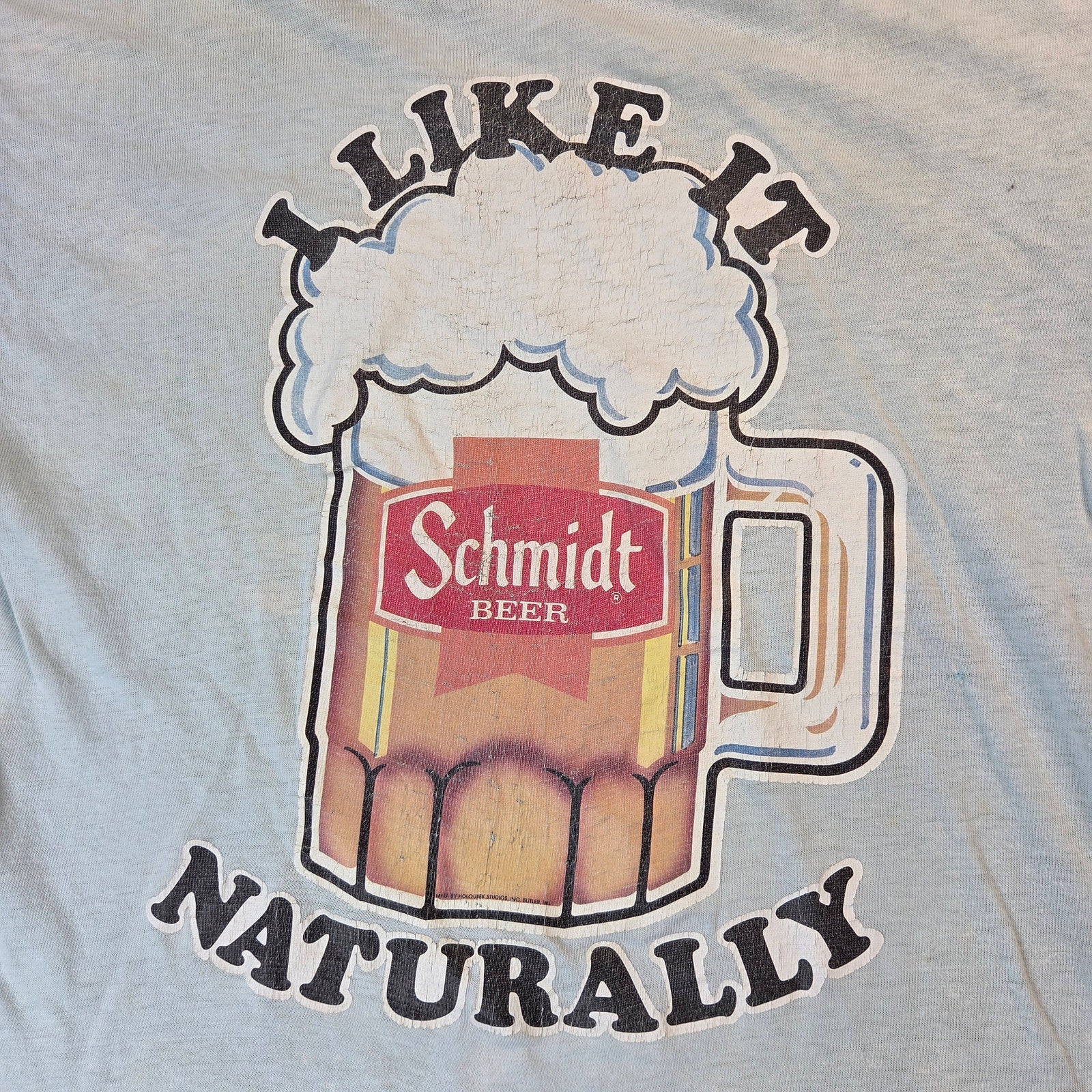 Schmidt Beer I Like It Naturally Vintage Single Stitch T Shirt USA Small 80s